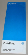 Brochure price list VW Polo II